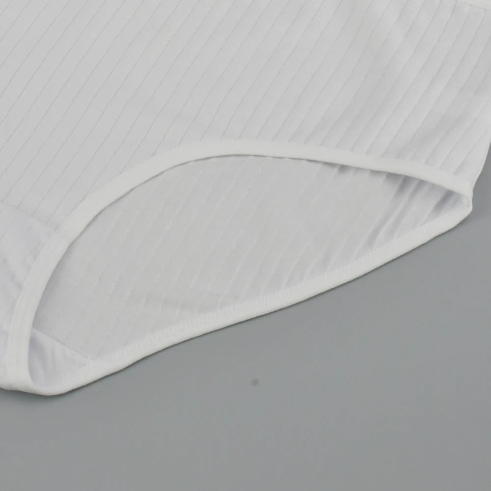 1pc Women's Cotton High Waist Panties – Vertical Stripe Plus Size Underwear Breathable Solid Lingerie Shorts Simple Lady Briefs.