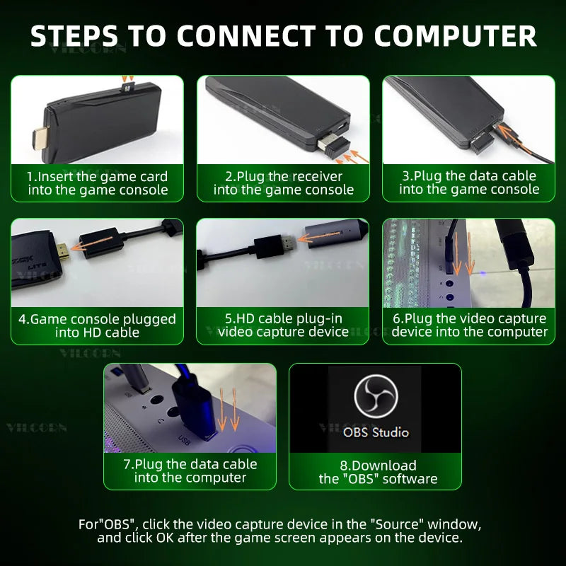 VILCORN M8 Game Stick 4K Arcade Video Game Console for MAME PS1 9 Emulator with Double Arcade Joysitck 41000 Games Retro Machine.