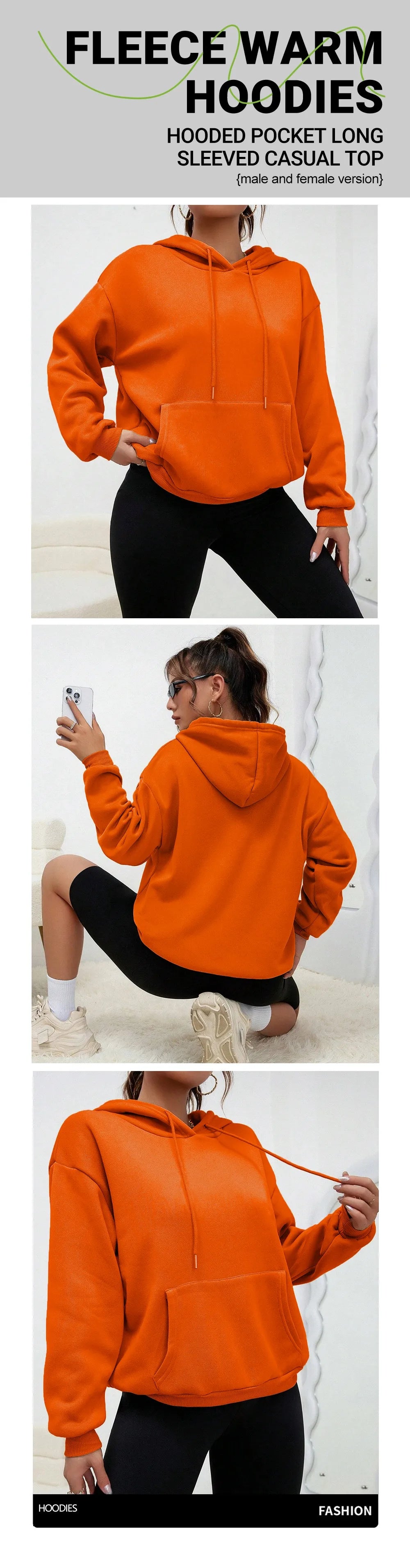 Simple Heart Printing Hoodies Women Hip Hop Autumn Hoodie Multicolor Fleece Unisex Pullovers Pocket Casual Woman Streetwear.