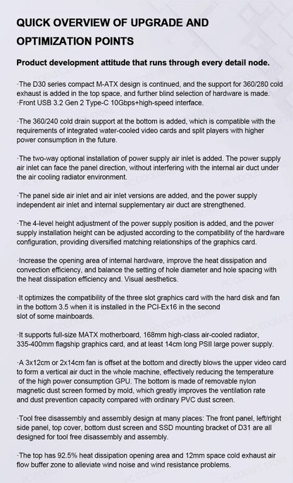 JONSBO Pinecone D31 M-ATX Computer Case Mesh Side Transparent ATX With Display Screen Games Chassis Support 360 Water Cooling.