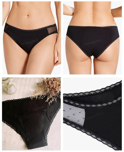 3 PCS Cotton Menstrual Panties Women Lot Leak Proof Period Underwear Heavy Flow 4 Layer Menstrual Cycle Absorbent Underwear Pack.