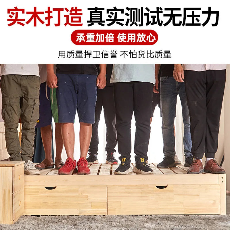 Massivholz Modernes einfaches 1,8 Meter Doppelbett Mietzimmer 1,2 Meter Einzelbett 1,5 Meter einfacher Bettrahmen