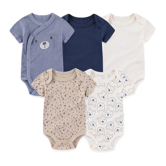 5 Teile/los Vier Jahreszeiten Mode Cartoon Kurzarm Baby Junge Mädchen Bodys Weiche Neugeborenen Onesies Kleidung