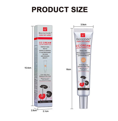 45ml Color Correcting CC Cream Facial Centella Asiatica Repair BB Cream Natural Concealer Whitening Liquid Foundation Cosmetics.