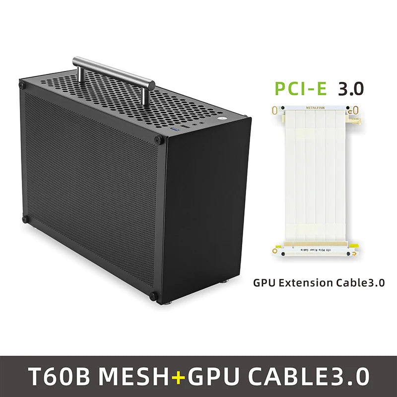 METALFISH T60 Mini ITX Black Case 9L Gaming Computer Chassis Compact transparent PC Support SFX PSU/300mm GPU