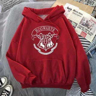 Fashion y2k Hogwarts Printed Hoodies Women Sweatshirt Autumn Winter Long Sleeves Plus Velvet Casual Loose Fleece Tops Oversized.