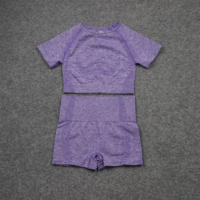 Sexy Seamless Knitted Yoga Sportswear Set Women's Quick Dry Tight Fitness Clothes Set Comfortable High-End Sensation