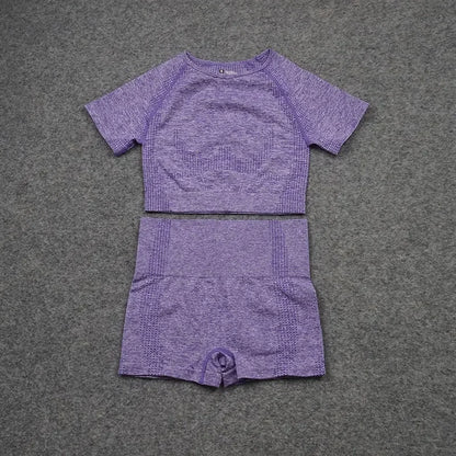 Sexy Seamless Knitted Yoga Sportswear Set Women's Quick Dry Tight Fitness Clothes Set Comfortable High-End Sensation