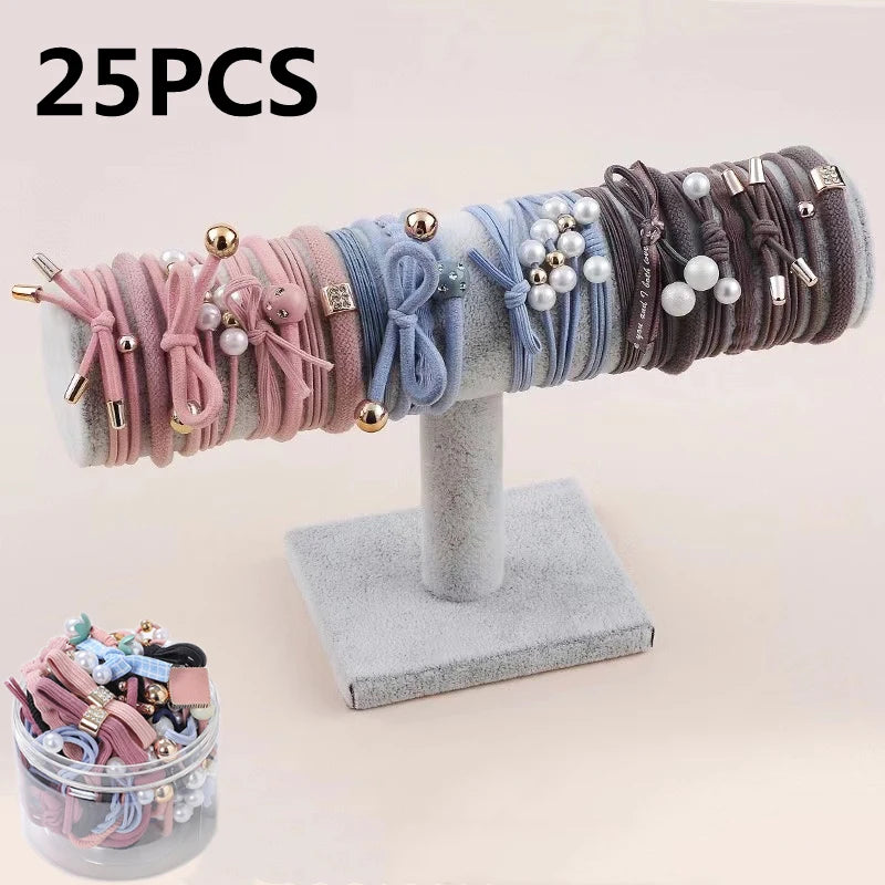 50/12PCS  Women Elastic Hair Ties Pearls Fashion Girls Scrunchies Ponytail Holder Rubber band Hair Rope Hair Accessories