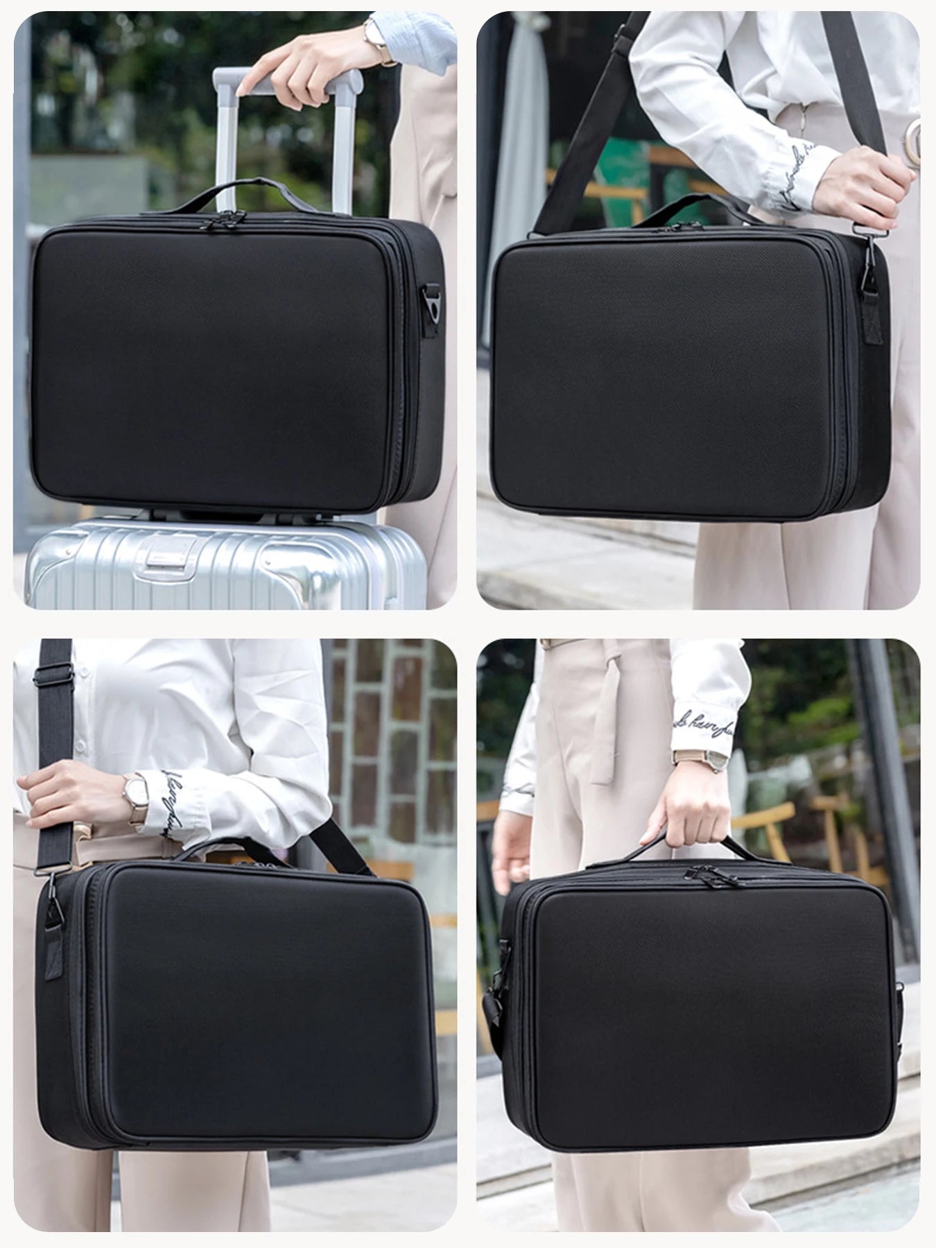 Three-layer Cosmetic Case Large Waterproof Oxford Cloth Manicure Makeup Toolbox,Travel Underwear Storage Box.
