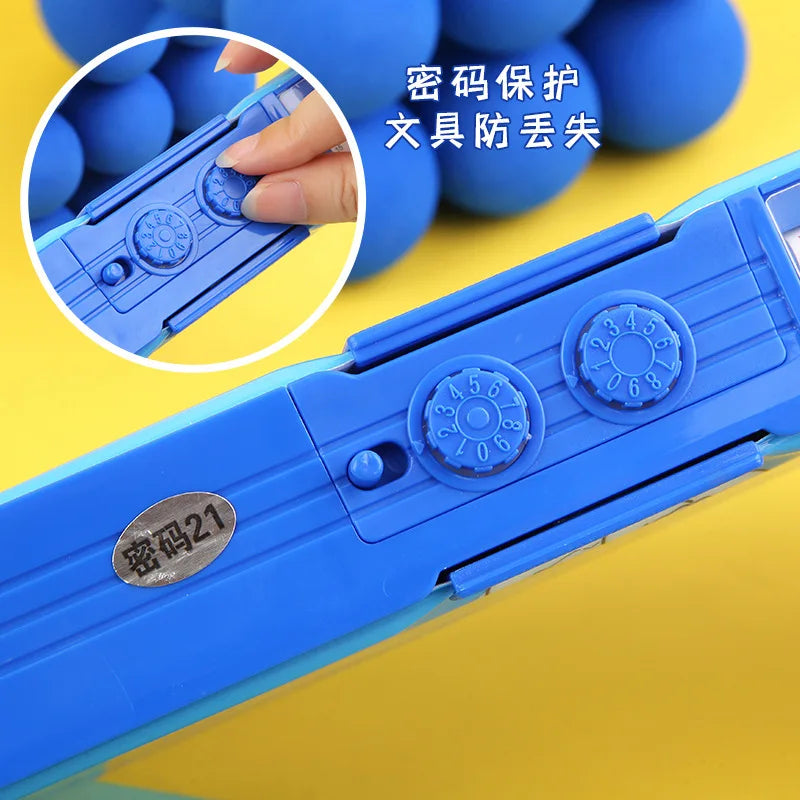 Kuromi Melody Multifunktionales automatisches Stiftetui mit Zahlenschloss, Stifttasche, großes Fassungsvermögen, Schreibwarenbox, Desktop-Aufbewahrung.