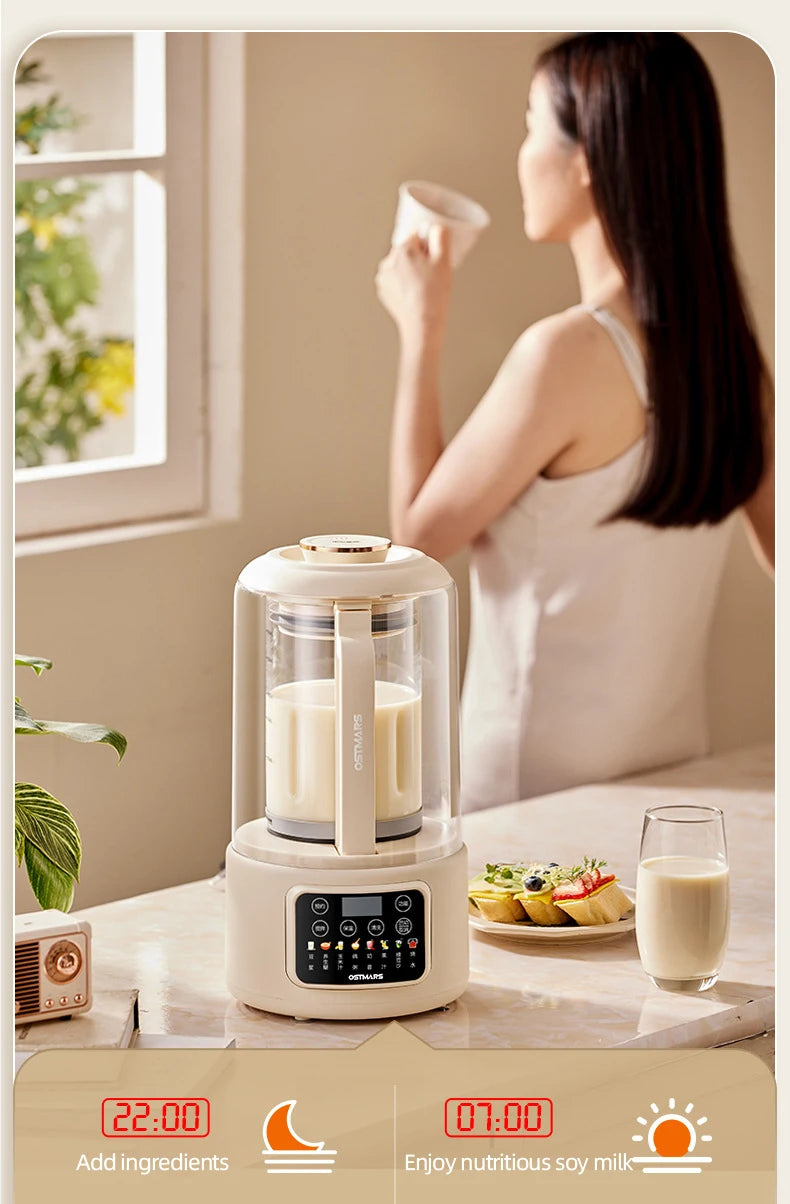 1.5L Soybean Milk Machine Wall Breaking Machine with Soundproof Cover Multifunctional Fruit Vegetable Juicer Automatic Blender