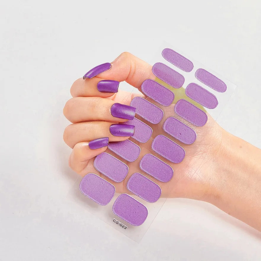 Glitter Gradient Full Cover Nail Art Stickers Fashion Silver Purple Nail Polish Strips DIY Waterproof Nail Foil Sticker Manicur