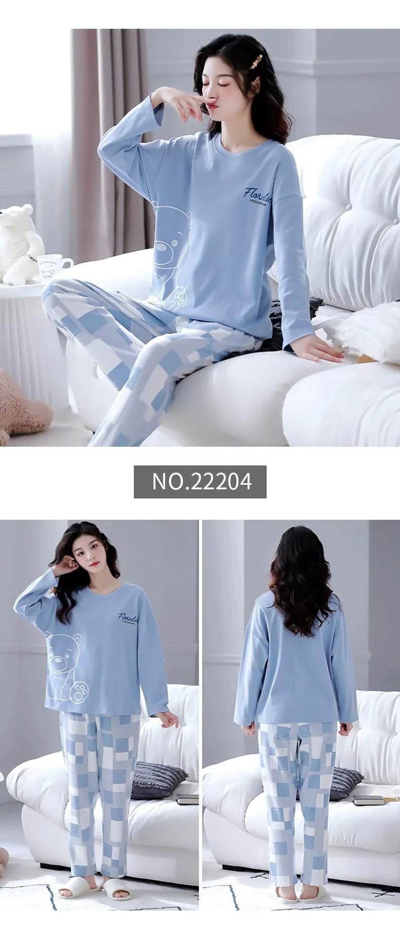 New Spring And Autumn Pajamas Women's Autumn And Winter 2 Pieces Of Long-Sleeved Trousers Set Of Home Clothing Ladies Pajamas Se.
