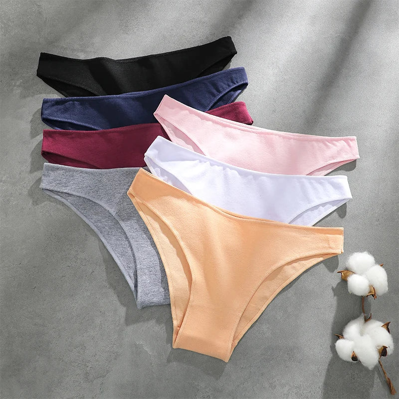 4PCS Seamless Cotton Panties Women Solid Color Briefs Sexy Low Waist Underpants Female Breathable Underwear Ladies Stretch Panti.