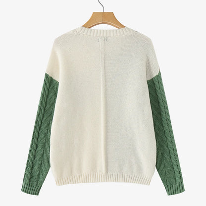 ZANZEA 2025 Autumn Patchwork Sweaters Women Pullovers Kintted Jumper Stylish Long Sleeve Winter Sweater O Neck Jumper Streetwear.