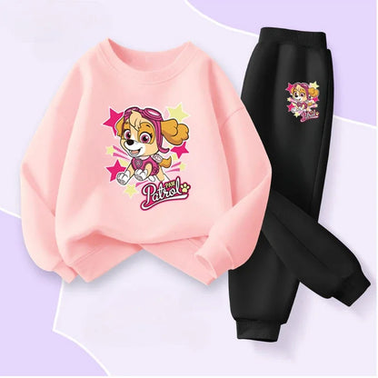 PAW Patrol Spring Autumn Baby Girls Hoodies Sets Children's Bbreathable Sport Pullover and Pant Two Piece Suit Kids Sweatsuit.