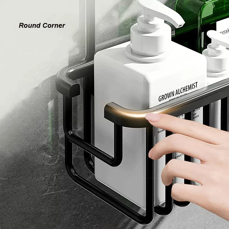 Kein Bohren, abnehmbares Regal, Aluminium-Badekorb, perforationsfreies Shampoo-Regal für Badezimmerregale zur Aufbewahrung von Dusch-Organizern