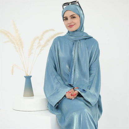 Eid Modest Satin Khimar Abaya Dubai Luxury 2024 Muslim Islam Arabic Abayas For Women Kaftan Hijab Dress Robe Femme Musulmane