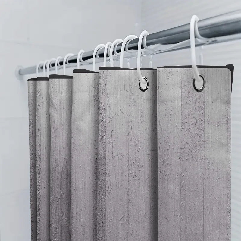 Modernes, weiß strukturiertes Duschvorhang-Set für Badezimmerdekoration, perfekt sitzendes Stangentaschendesign (1er-Set)