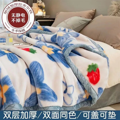 Thiened Double-layer Raschel Blanket Warm Coral Fce Wedding Blanket Single Double Bed Autumn Winter Warmth Cover Blanket