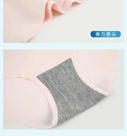 4PCS/Set Plus Size Women's Panties Solid Seamless Underwear Comfortable Breathable Ice Silk Sexy Lingerie Intimates Underpants