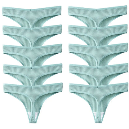 TrowBridge 10PCS/Set Women's Panties Cotton Striped Underwear Sexy Sports Thongs Lingerie Soft Comfortable G-Strings Hot T-Backs