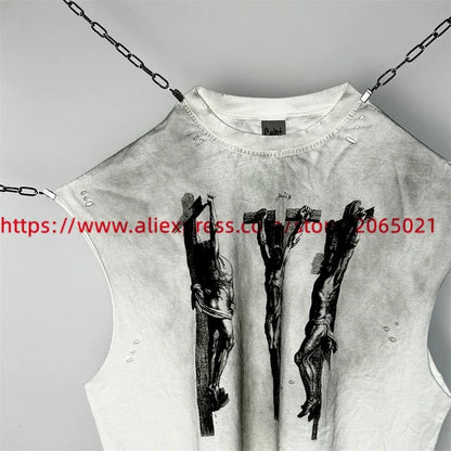 SAINT Vintage NIN Nine-inch Nail T-Shirts Best Quality Vintage Washed T Shirt Tee Tops