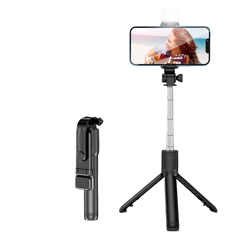 Cell Phone Selfie Stick Tripod Blue-tooth Remote Wireless Selfi Stick Phone Holder Stand with Beauty Fill Light for Phone