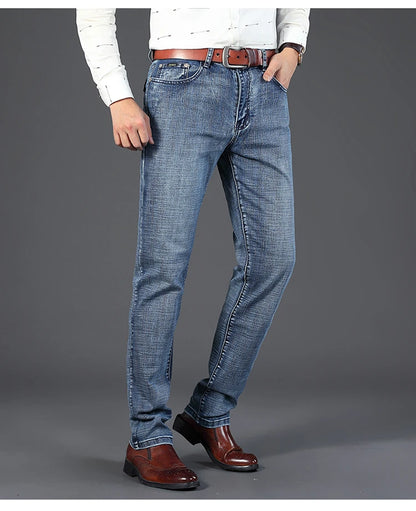 Male  All-match Brand Trousers Four Season Men's High Quality Jeans  Business Casual High Waist Denim Pants Simplicity Cool