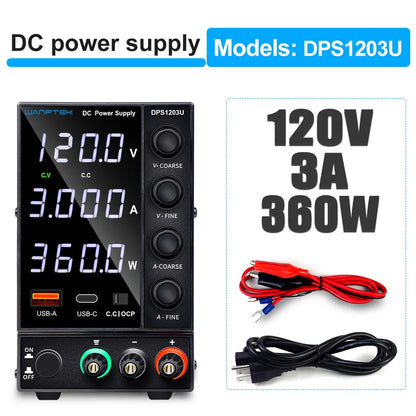 Adjustable DC Power Supply 30V 5A 10A 60V 120V 3A LaboratoryBench Power Source Switching Stabilized LCD Power Supply regulator.