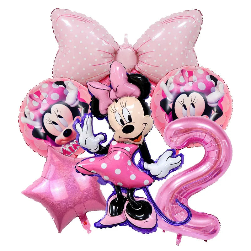 Disney Minnie Mouse Birthday Party Decoration Pink Minnie Paper Cups Plates Napkin Tablecloth Tableware Balloosn Baby Shower Kid