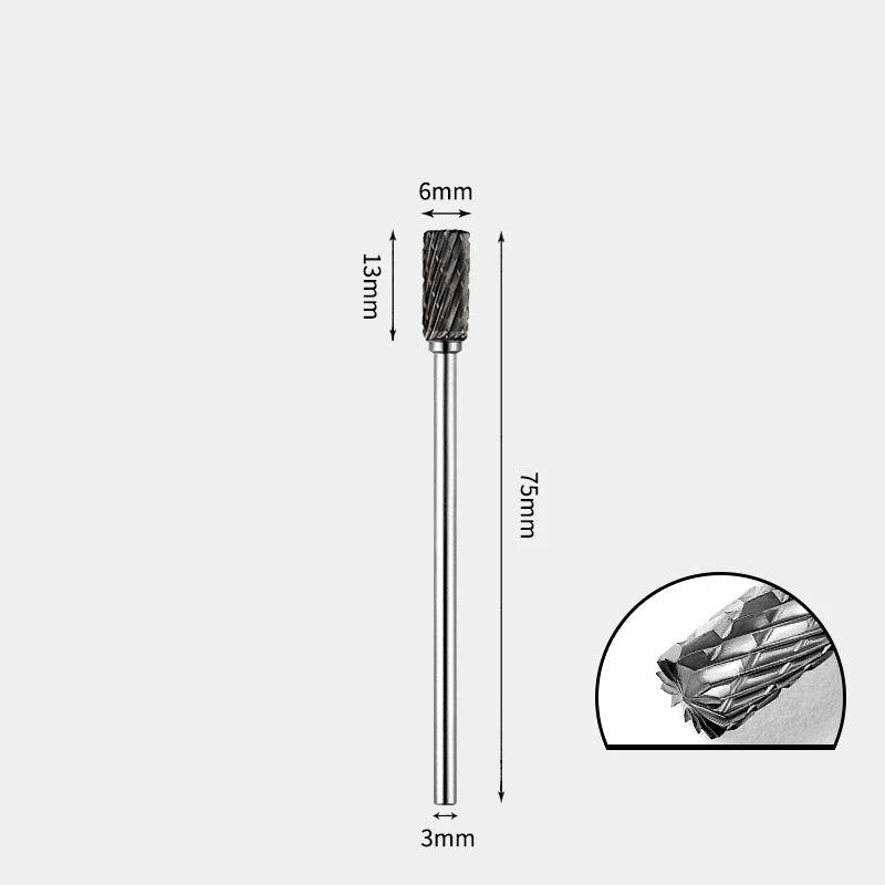 Hartmetallfräser, Wolframstahl-Schleifkopf, zylindrisch 6 mm, AE AX AX Metallfräser