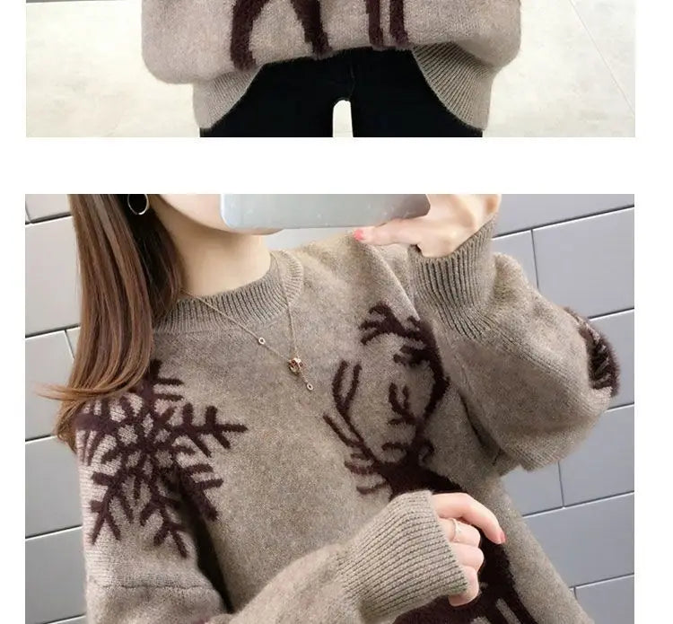 Herbst Winter Neue Langarm Stricken Pullover Oansatz Alle-spiel Lose Plus Größe Süße Pullover Mode Lässig Frauen Kleidung.