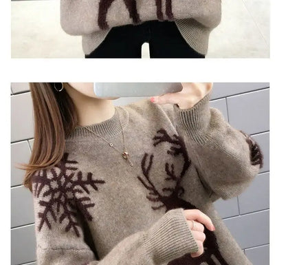 Herbst Winter Neue Langarm Stricken Pullover Oansatz Alle-spiel Lose Plus Größe Süße Pullover Mode Lässig Frauen Kleidung.