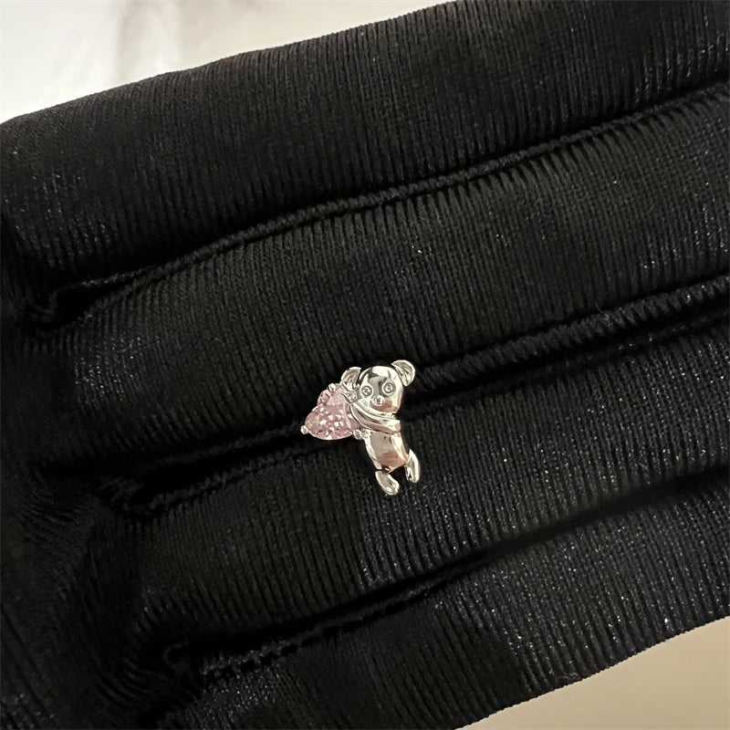 1PCS Cute Pink Zircon 316L Stainless Steel Ear Bone Nail New Fashion Y2K Punk Small Earring for Women Cochlea Jewelry Party Gift.