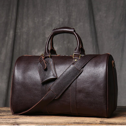 Vintage Herren Reisetasche klassische Business Umhängetasche Kopfs chicht Rindsleder Weekender Sporttasche Leder handtasche für Ehemann Geschenk.