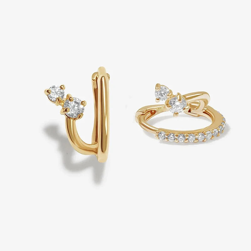 Crmya Classic Earrings for Women Zirconia Gold-plated Ear Cuff Stud Hoop Earrings Women Party Jewelry Accessories Wholesale.