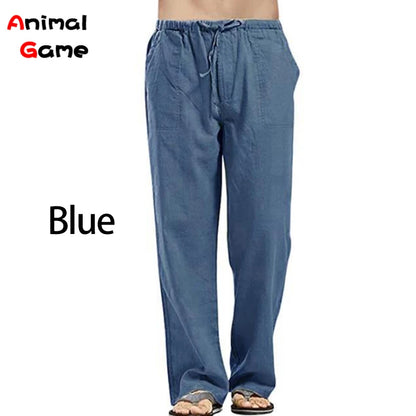 Spring Linen Wide Men Pants Korean Trousers Oversize Cotton Streetwear Male New Yoga Pants Casual Men Clothing Sweatpants