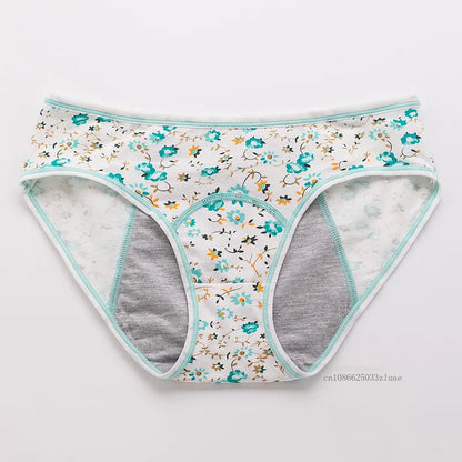 Menstrual Panties Leakproof Ladies Menstrual Pants Women's Cotton Briefs Teenager Student Mid Waist Panties for Menstruation