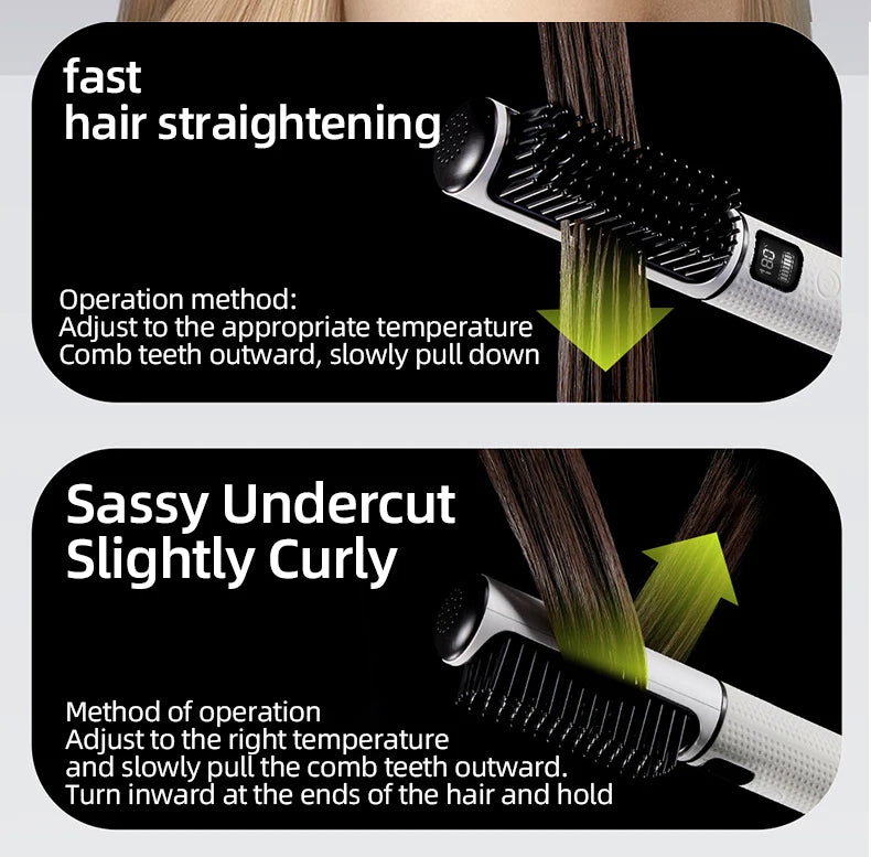Electric Hot Comb Multi-function Wireless Hair Straightening Comb Negative Ion Anti Hot Styling Tool Hair Straightening Brush.