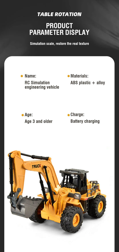 9Ch Rc Car 2.4G Remote Controlled Multi-Functional Dump Truck Bulldozer Excavator Engineering Vehicle Kids Toys for Boys Gifts.