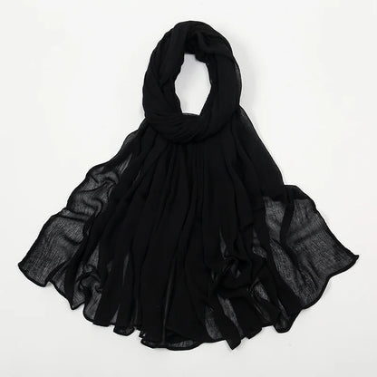New Arrival Crinkle Rayon Hijab Women Muslim Scarf Shawls Solid Headscarf Wraps Big Size Plain Islamic Turban Headbands Foulard