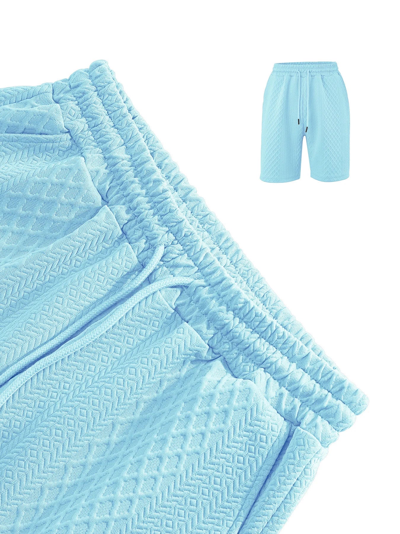 2025 Summer New Men's Casual Sportswear Polo Shirt With A Lapel, Men's Short-sleeved Shirt And Shorts, Jacquard Texture Suit.