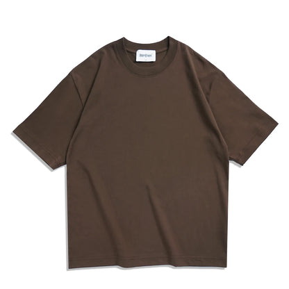 WAVLATII Oversized Summer T shirts for Women Men Brown Casual Female Korean Streetwear Tees Unisex Basic Solid Young Cool Tops.
