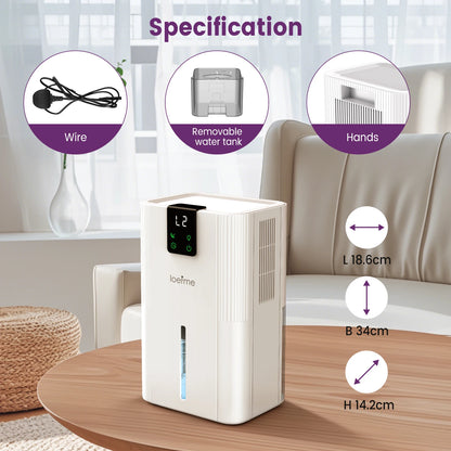 2800mL Air Dehumidifier Portable Mute Moisture Absorbers Machine Air Dryer Sleep Mode For Home Bedroom Office Kitchen Deodorizer.