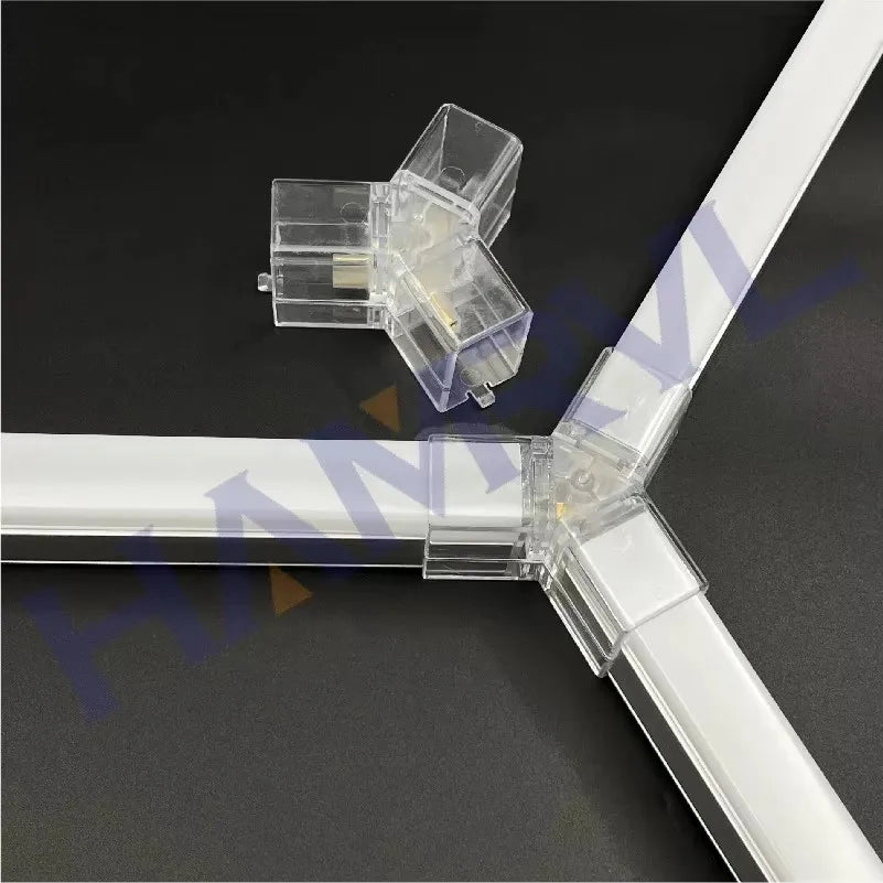 Hexagon Light Adjustable Suspension Rope and Splicing Connector All Copper 2Pin V/Y/L/T/I Cable LED Tube Lamp for Garage Ceiling.