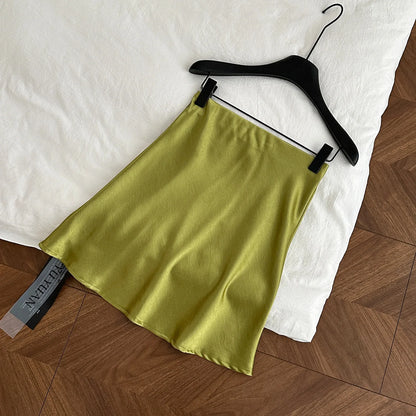 Women's Summer Elegant Acetate Short Meimard Short Skirt Lady Streetwear High Waist Slim Fishtail Mini Skirt.