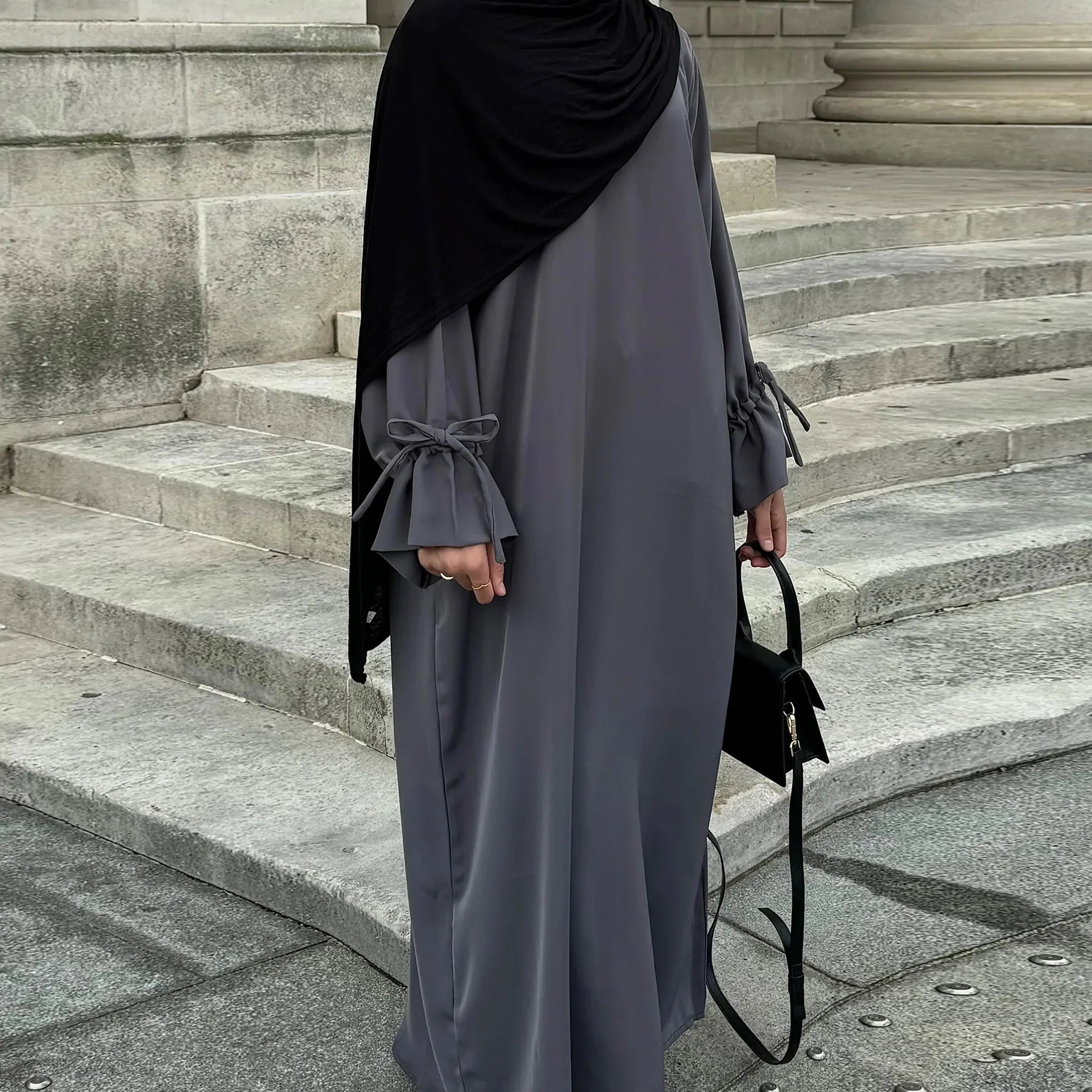 Eid Muslim Dress for Women Abaya Bow Jalabiya Ramadan Lace Up Vestidos Largos Islam Arab Long Robe Morocco Dubai Kaftan 2025.
