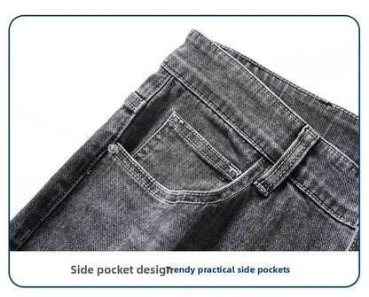 2025 Casual Jeans Young Men's Korean Style Business Straight Jeans Stretch Denim Pants Trousers Slim Fit Classic Cowboys Jeans.